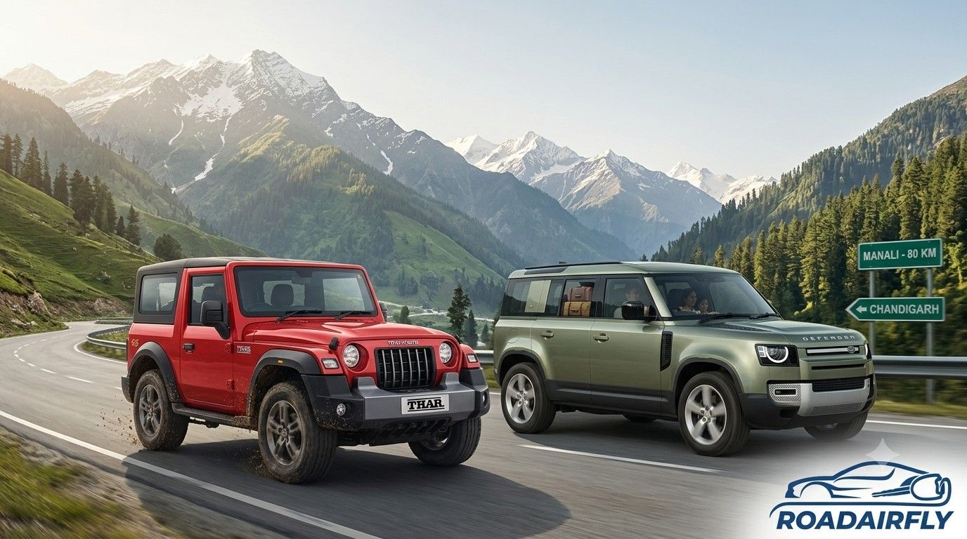 Thar vs Defender for Manali Trip Road Air Fly